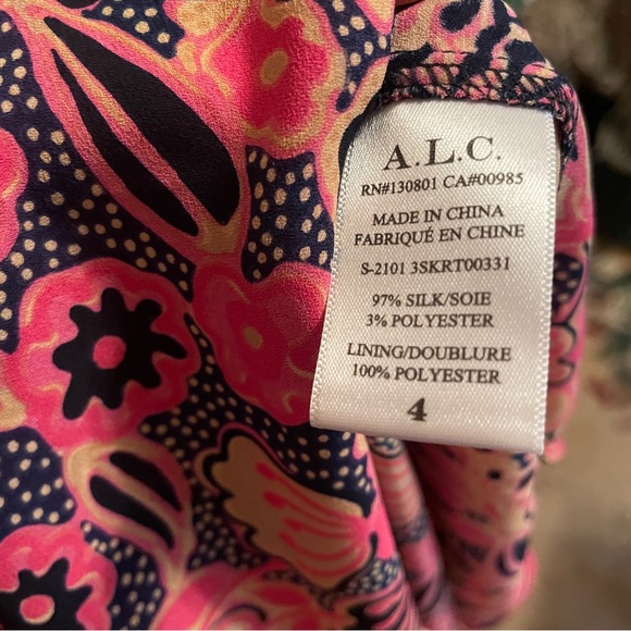 ALC Vera Silk Chiffon Tiered Ruffle metallic paisley Mini Skirt NWT - 4 S $365 - Picture 5 of 7